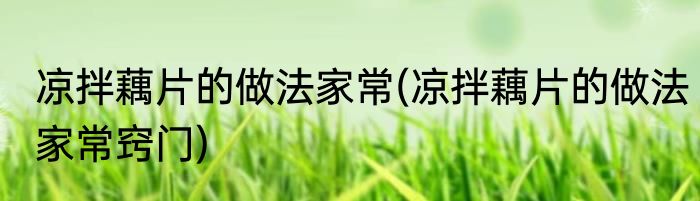 凉拌藕片的做法家常(凉拌藕片的做法家常窍门)