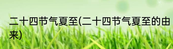 二十四节气夏至(二十四节气夏至的由来)