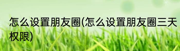 怎么设置朋友圈(怎么设置朋友圈三天权限)