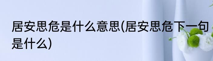 居安思危是什么意思(居安思危下一句是什么)