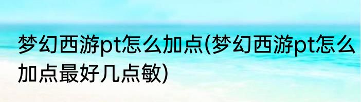 梦幻西游pt怎么加点(梦幻西游pt怎么加点最好几点敏)