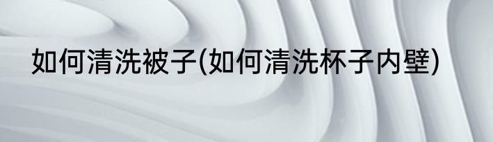 如何清洗被子(如何清洗杯子内壁)