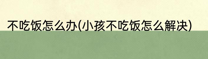 不吃饭怎么办(小孩不吃饭怎么解决)