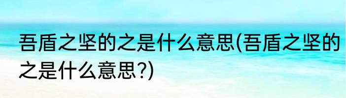 吾盾之坚的之是什么意思(吾盾之坚的之是什么意思?)