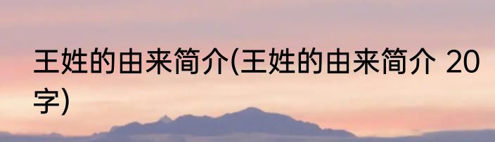 王姓的由来简介(王姓的由来简介 20字)