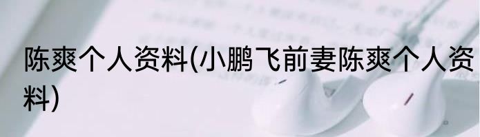 陈爽个人资料(小鹏飞前妻陈爽个人资料)