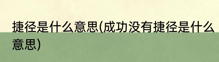 捷径是什么意思(成功没有捷径是什么意思)
