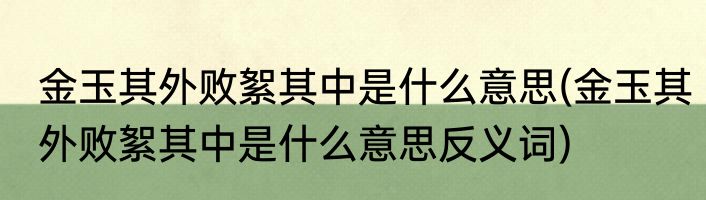 金玉其外败絮其中是什么意思(金玉其外败絮其中是什么意思反义词)