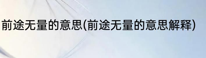 前途无量的意思(前途无量的意思解释)