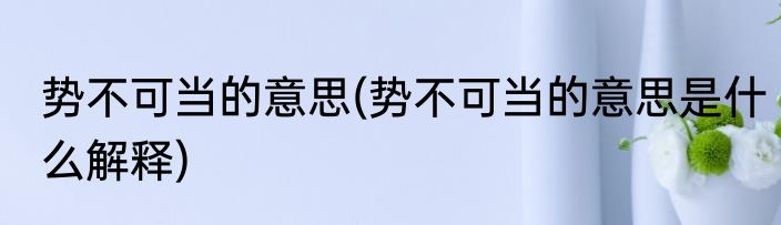 势不可当的意思(势不可当的意思是什么解释)