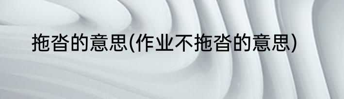 拖沓的意思(作业不拖沓的意思)