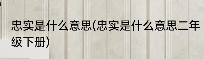 忠实是什么意思(忠实是什么意思二年级下册)