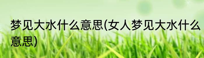 梦见大水什么意思(女人梦见大水什么意思)