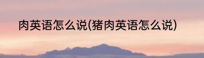 肉英语怎么说(猪肉英语怎么说)