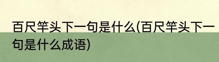 百尺竿头下一句是什么(百尺竿头下一句是什么成语)