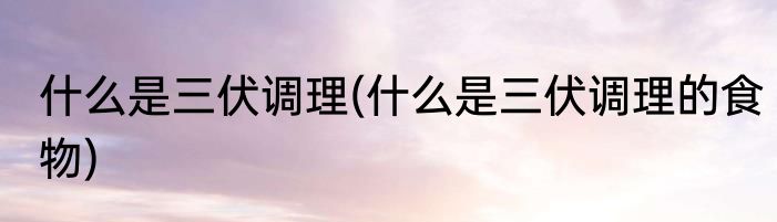 什么是三伏调理(什么是三伏调理的食物)