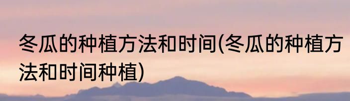 冬瓜的种植方法和时间(冬瓜的种植方法和时间种植)