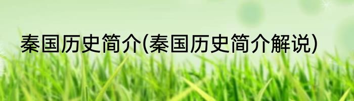 秦国历史简介(秦国历史简介解说)