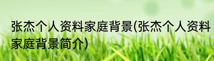张杰个人资料家庭背景(张杰个人资料家庭背景简介)