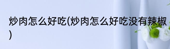炒肉怎么好吃(炒肉怎么好吃没有辣椒)