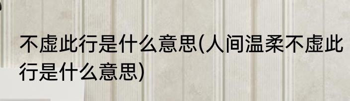 不虚此行是什么意思(人间温柔不虚此行是什么意思)