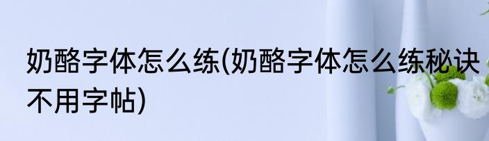 奶酪字体怎么练(奶酪字体怎么练秘诀不用字帖)