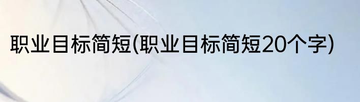 职业目标简短(职业目标简短20个字)