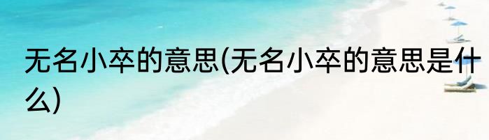 无名小卒的意思(无名小卒的意思是什么)
