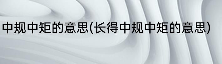 中规中矩的意思(长得中规中矩的意思)