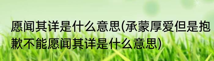 愿闻其详是什么意思(承蒙厚爱但是抱歉不能愿闻其详是什么意思)