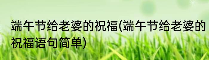 端午节给老婆的祝福(端午节给老婆的祝福语句简单)