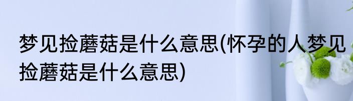 梦见捡蘑菇是什么意思(怀孕的人梦见捡蘑菇是什么意思)