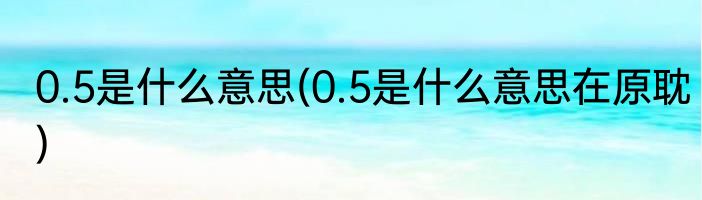 0.5是什么意思(0.5是什么意思在原耽)