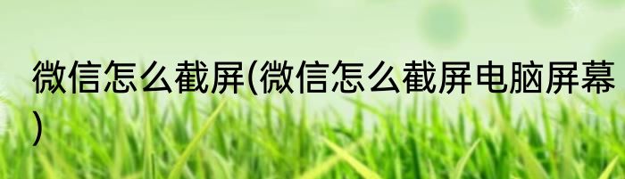 微信怎么截屏(微信怎么截屏电脑屏幕)