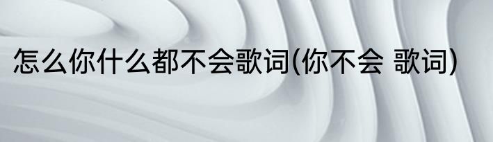 怎么你什么都不会歌词(你不会 歌词)