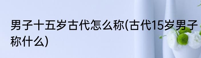 男子十五岁古代怎么称(古代15岁男子称什么)