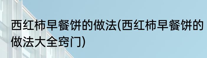 西红柿早餐饼的做法(西红柿早餐饼的做法大全窍门)