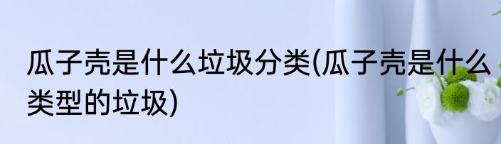 瓜子壳是什么垃圾分类(瓜子壳是什么类型的垃圾)