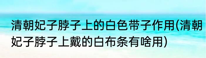清朝妃子脖子上的白色带子作用(清朝妃子脖子上戴的白布条有啥用)