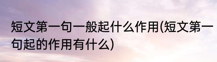 短文第一句一般起什么作用(短文第一句起的作用有什么)