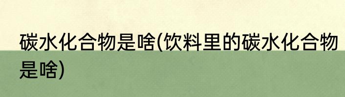 碳水化合物是啥(饮料里的碳水化合物是啥)