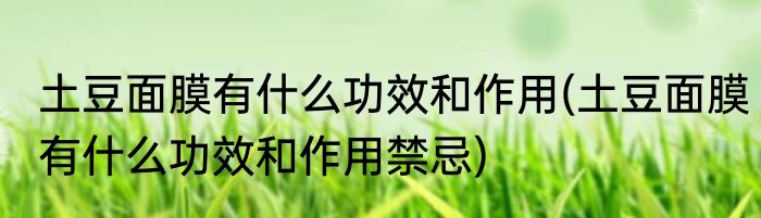土豆面膜有什么功效和作用(土豆面膜有什么功效和作用禁忌)