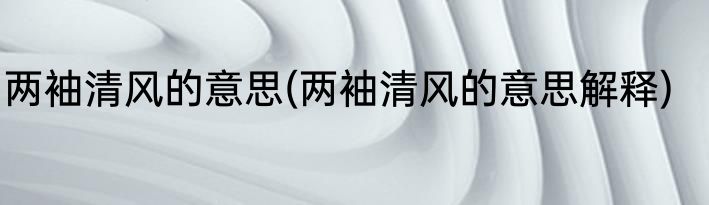 两袖清风的意思(两袖清风的意思解释)