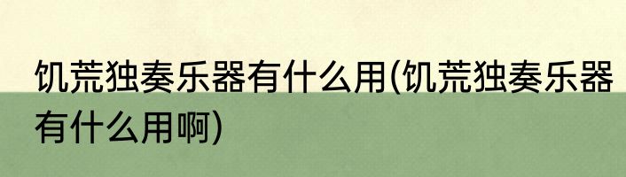 饥荒独奏乐器有什么用(饥荒独奏乐器有什么用啊)
