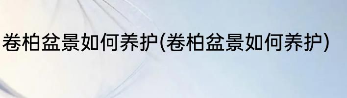 卷柏盆景如何养护(卷柏盆景如何养护)