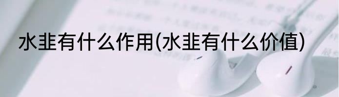 水韭有什么作用(水韭有什么价值)