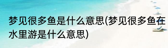 梦见很多鱼是什么意思(梦见很多鱼在水里游是什么意思)