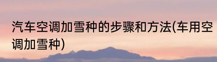 汽车空调加雪种的步骤和方法(车用空调加雪种)