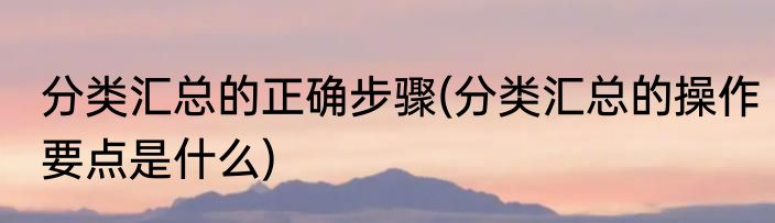 分类汇总的正确步骤(分类汇总的操作要点是什么)