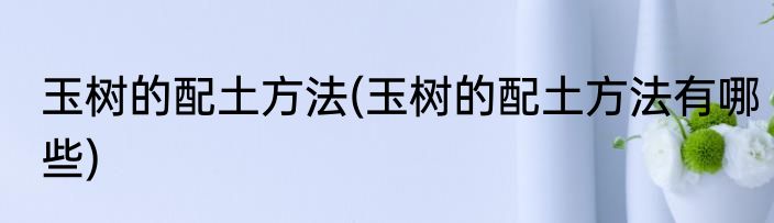 玉树的配土方法(玉树的配土方法有哪些)